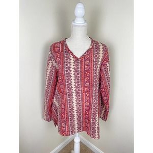 Anokhi Boho Floral Artisan Blouse M Indie Folk Hippie Softcore Festival Top